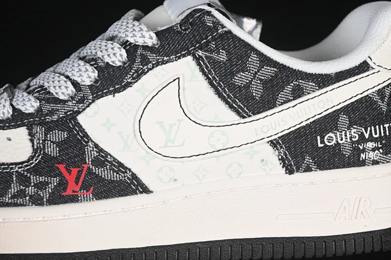 All categories Nk Air Force 1 Air Force series Nk Air Force 1 Low Air Force low-top Nike Air Force 1'07 Low LV co-branded denim beige and black stitching Air Force 1 low-top casual sneakers MZ9588-815